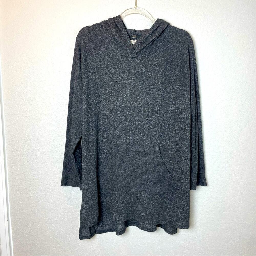 CUPIO Gray Soft Knit Hooded Tunic Length Sweater Size M